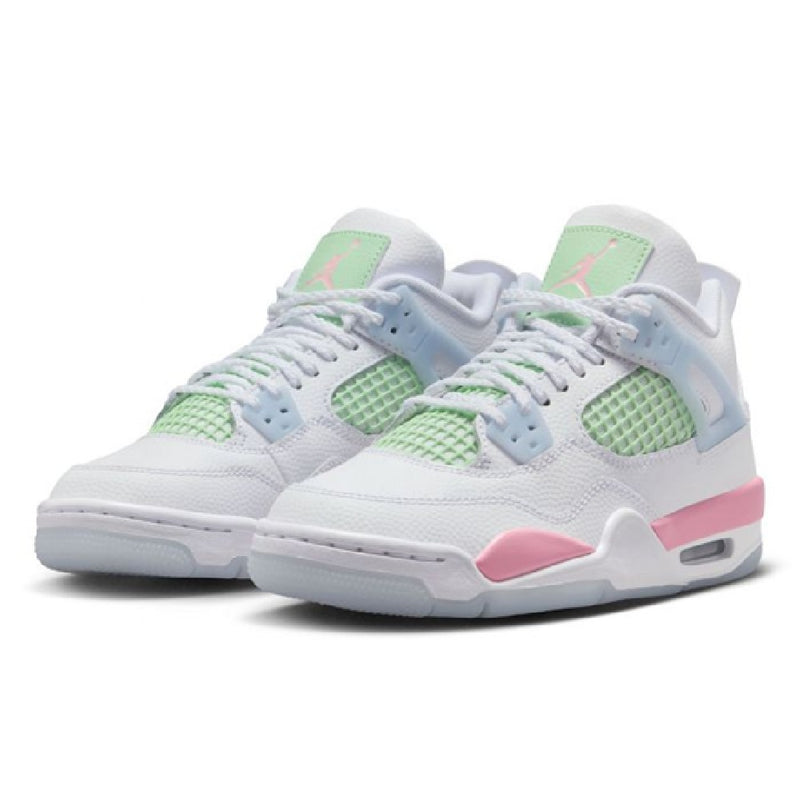 Big Kid's Jordan 4 Retro "V-Day" White/Md Sft Pnk-Half Blue (IB7068 100)