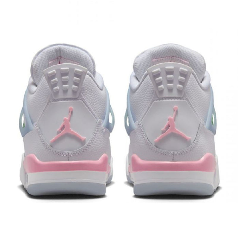 Big Kid's Jordan 4 Retro "V-Day" White/Md Sft Pnk-Half Blue (IB7068 100)