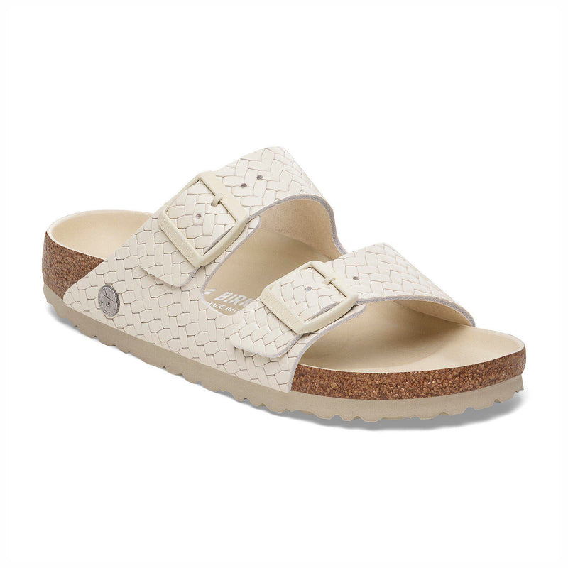 Birkenstock Women's Arizona Leather - Narrow (Woven Embossed Ecru) - August Shop