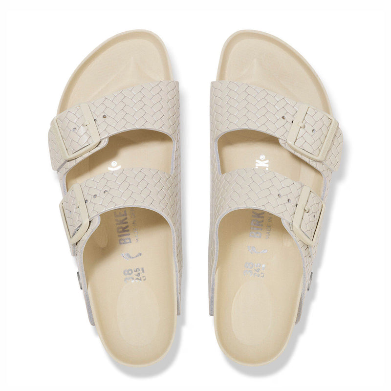 Birkenstock Women's Arizona Leather - Narrow (Woven Embossed Ecru) - August Shop