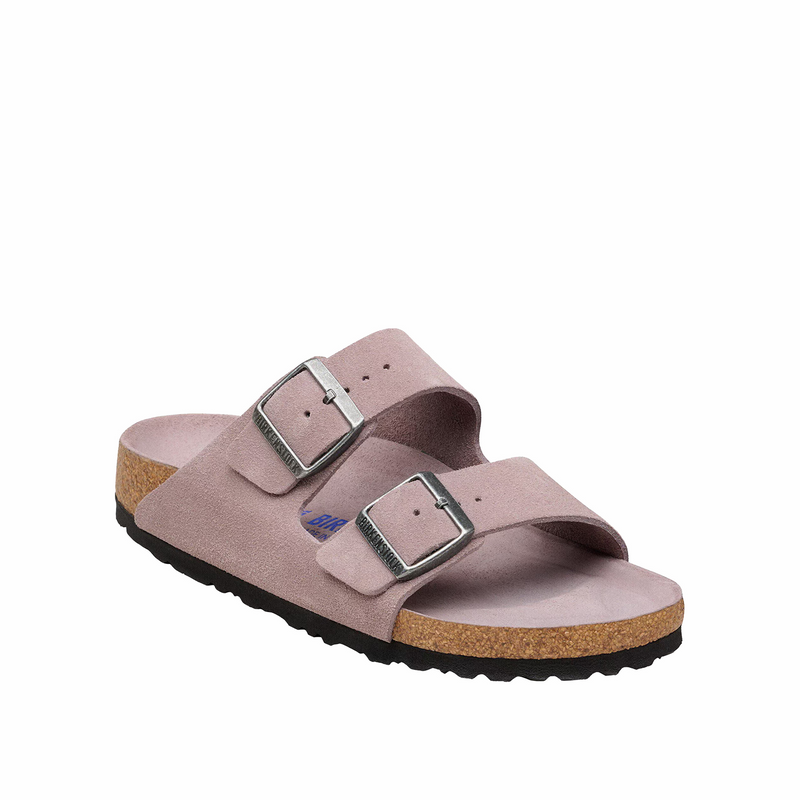 Birkenstock Women's Arizona Soft Footbed Suede Leather - Regular (Faded Purple Tonal FB) - August Shop