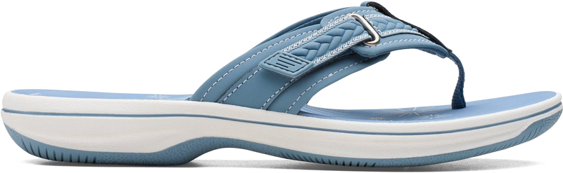 Quarter turn view Women's Clarks Footwear style name Breezey Sun H in color Denim    . Sku: 26182351