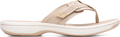 Quarter turn view Women's Clarks Footwear style name Breezey Sun H in color Sand. Sku: 26182354