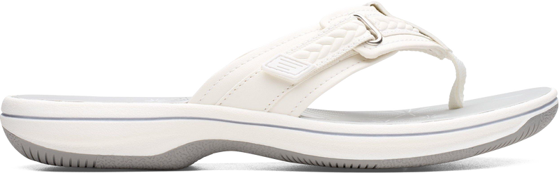 Quarter turn view Women's Clarks Footwear style name Breezey Sun H in color White. Sku: 26182355
