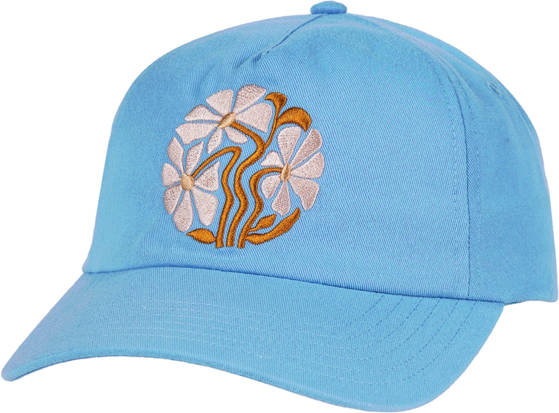 Quarter turn view Women's Pistil Hats style name Bridget Cap in color Blue. Sku: 0425-BLUE
