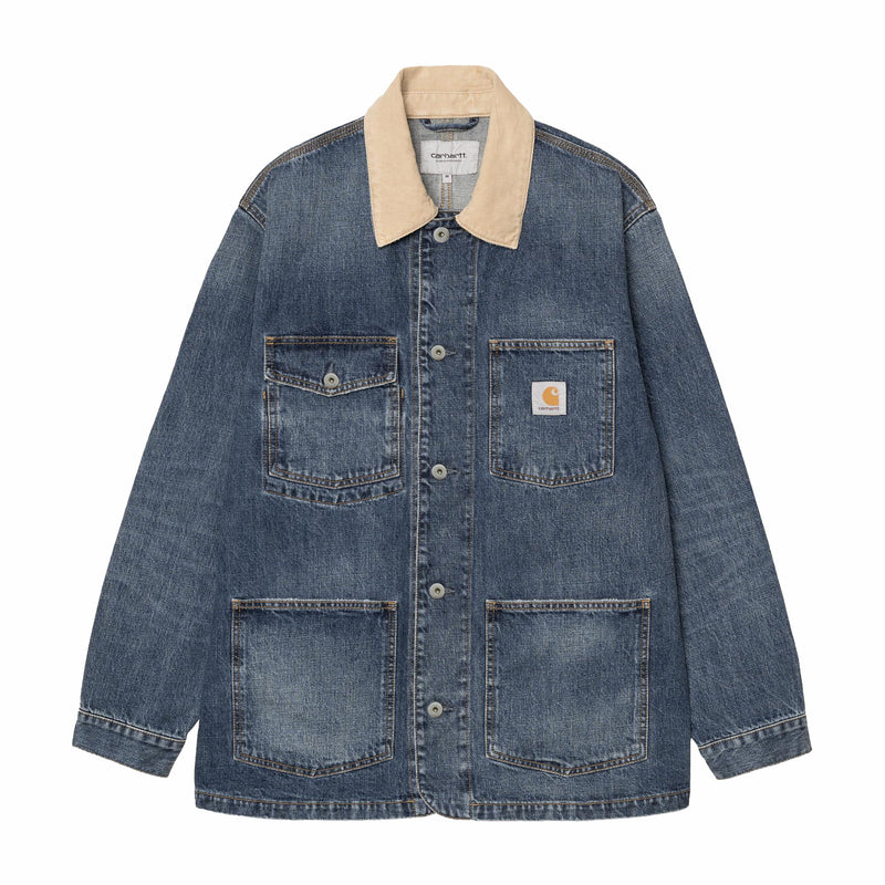Carhartt WIP Warren Chore Coat - Dark Used Wash (Blue/Dusty Hamilton Brown) - August Shop