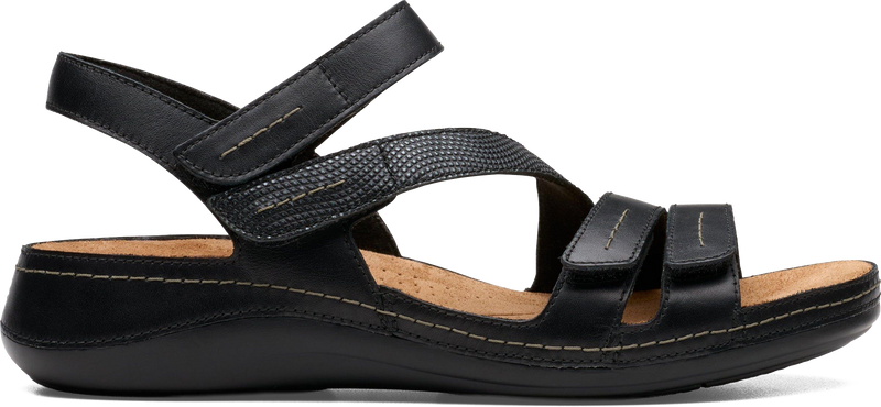 Quarter turn view Women's Clarks Footwear style name Cecily Mix in color Black. Sku: 26185830
