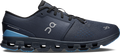 Quarter turn view Men's On Running Footwear style name Cloud X 4 in color Navy/ Gourami. Sku: 3ME30044739