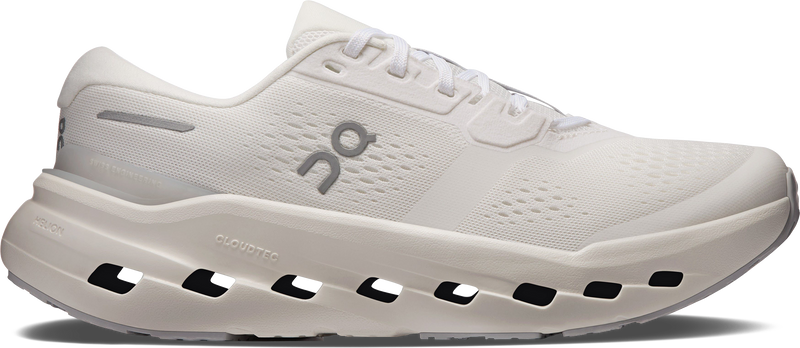 Quarter turn view Women's On Running Footwear style name Cloudrunner 3 Wide in color White/ Ivory. Sku: 3WG10070924