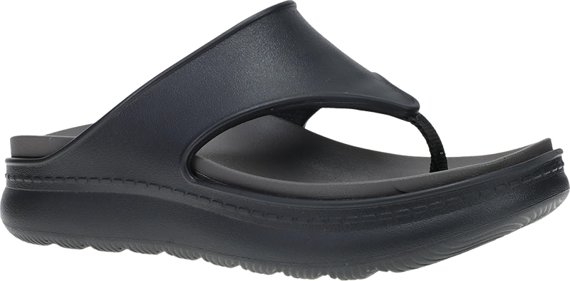 Quarter turn view Women's Dansko Footwear style name Devyn Thong in color Black. Sku: 7902020200