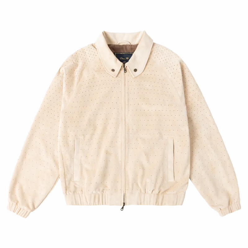 Dime Perforated Faux Suede Jacket (Tan) - August Shop