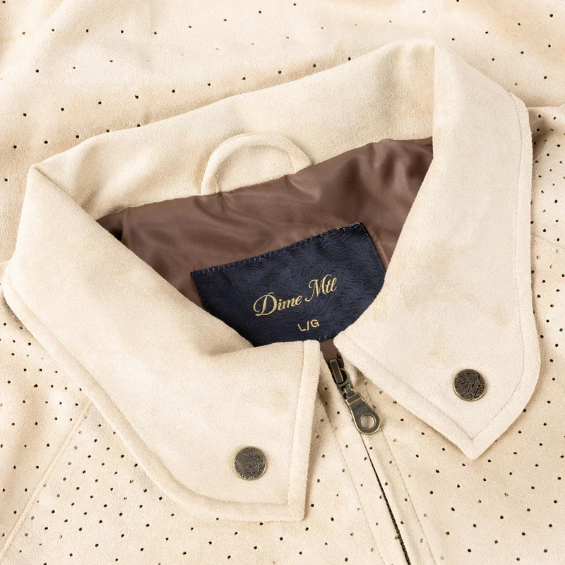 Dime Perforated Faux Suede Jacket (Tan) - August Shop