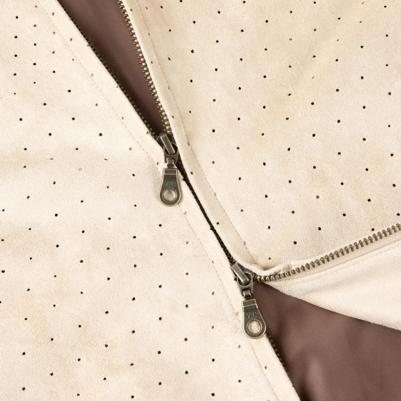 Dime Perforated Faux Suede Jacket (Tan) - August Shop