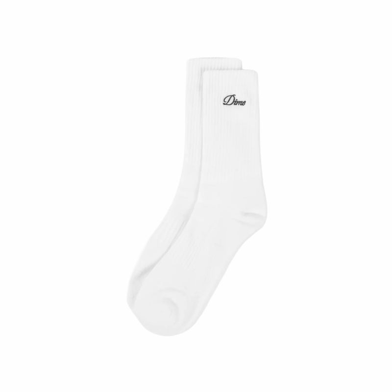 Dime Two Pack Crew Socks (White/Black) - August Shop