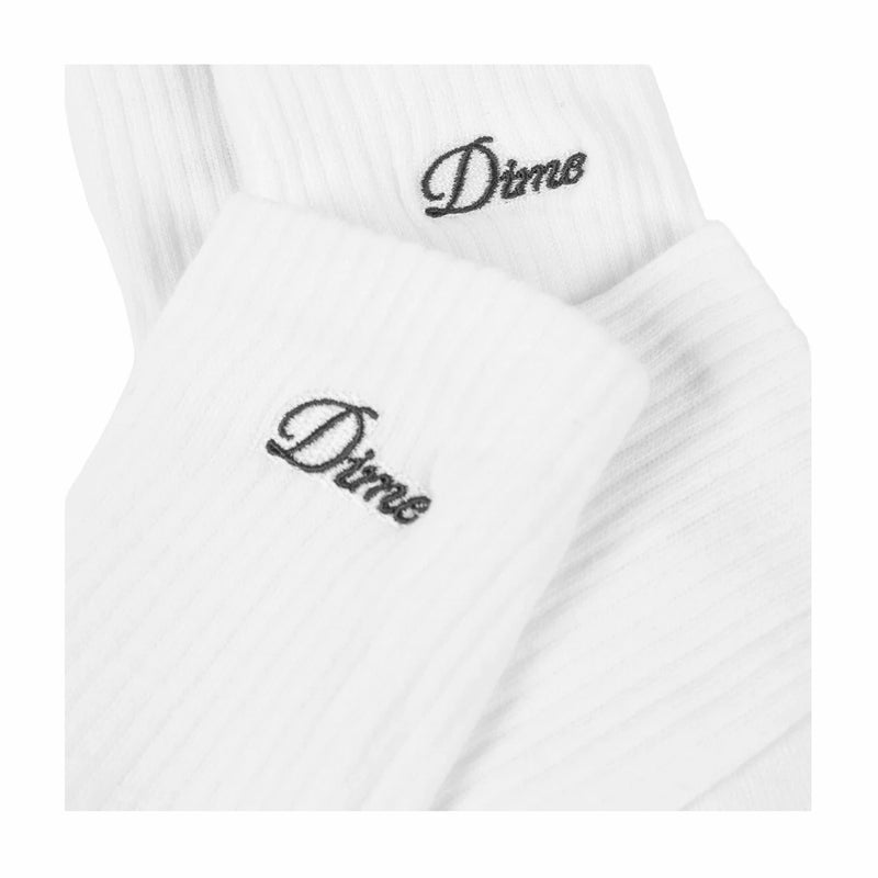 Dime Two Pack Crew Socks (White/Black) - August Shop