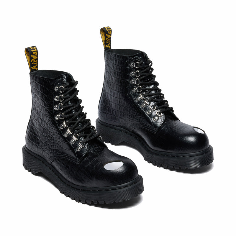 Dr. Martens Men's 1460 Pascal Steel Toe Analine Croc Embossed Boot (Black) - August Shop