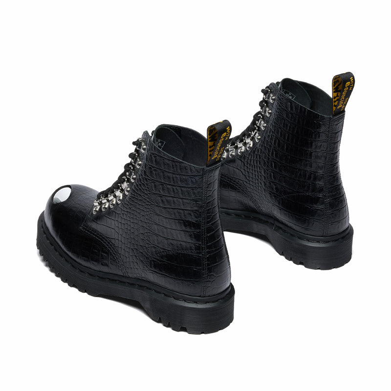 Dr. Martens Men's 1460 Pascal Steel Toe Analine Croc Embossed Boot (Black) - August Shop