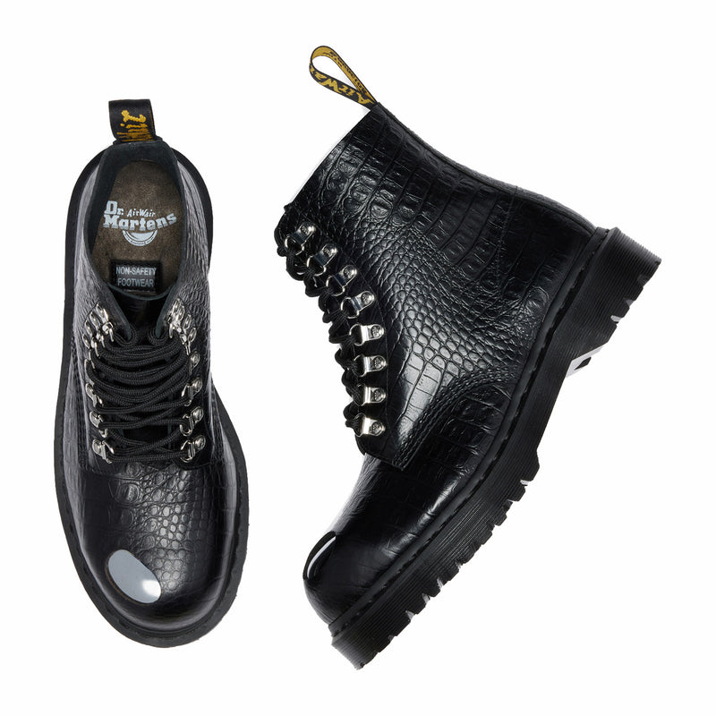 Dr. Martens Men's 1460 Pascal Steel Toe Analine Croc Embossed Boot (Black) - August Shop