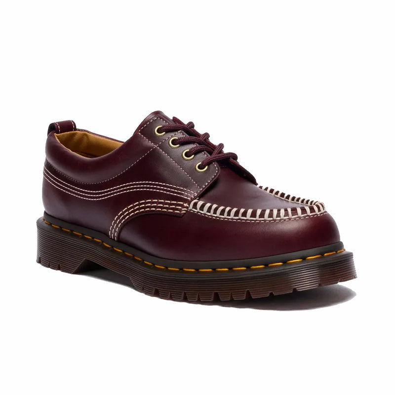 Dr. Martens Unisex Lowell Leather Moc Toe Shoes (Cherry Red) - August Shop