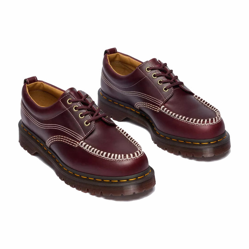 Dr. Martens Unisex Lowell Leather Moc Toe Shoes (Cherry Red) - August Shop