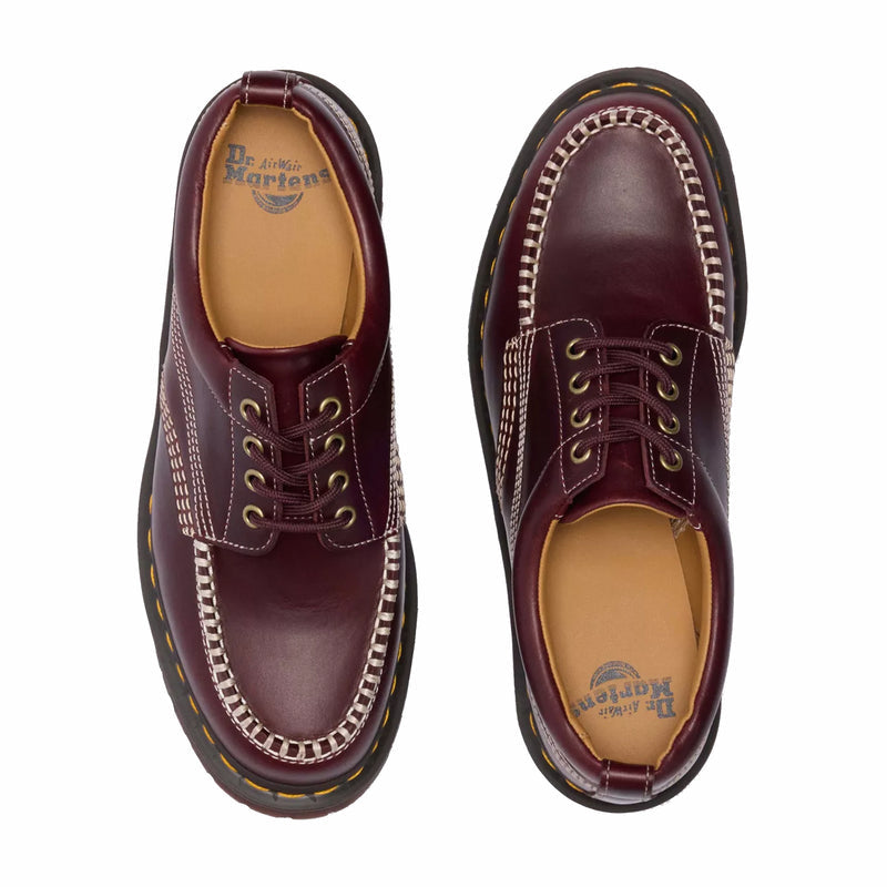Dr. Martens Unisex Lowell Leather Moc Toe Shoes (Cherry Red) - August Shop