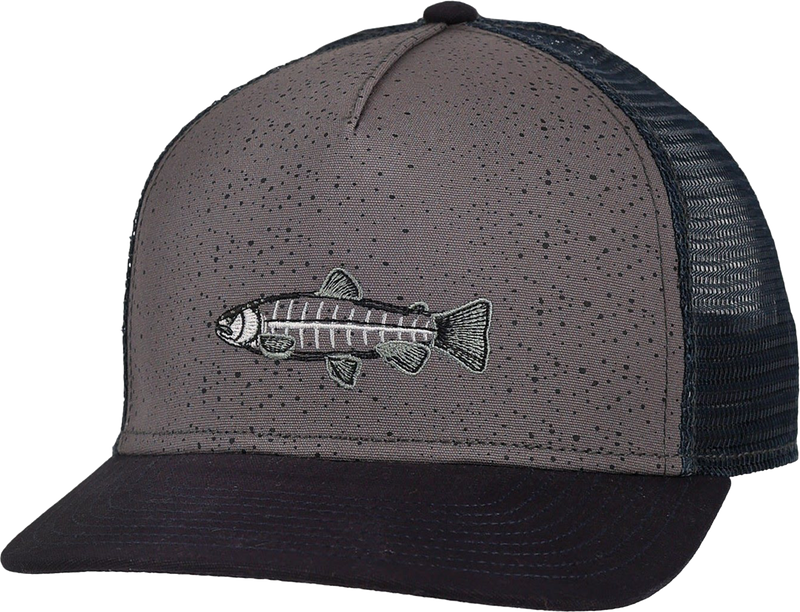 Quarter turn view Men's Pistil Hats style name Earl Trucker Hat in color Grey. Sku: 0472-GREY