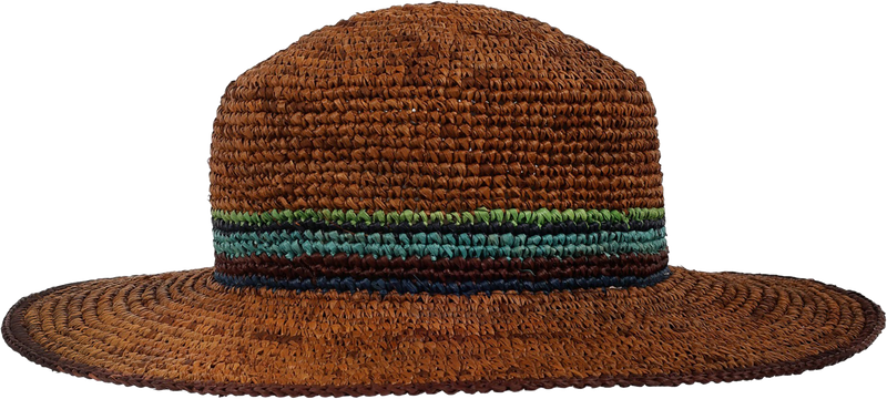Quarter turn view Women's Pistil Hats style name Elara Raffia Hat in color Brown. Sku: 0394-BROWN