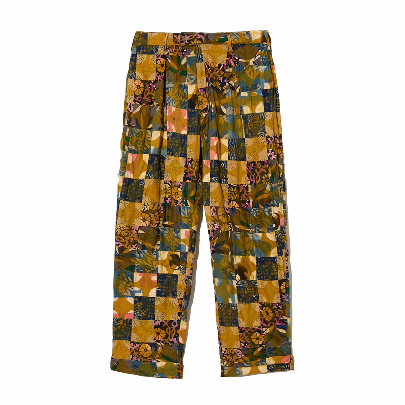 Engineered Garments Carlye Pant - Olive Cotton Multi Pattern Patchwork (Multi) - August Shop