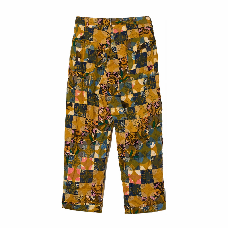 Engineered Garments Carlye Pant - Olive Cotton Multi Pattern Patchwork (Multi) - August Shop