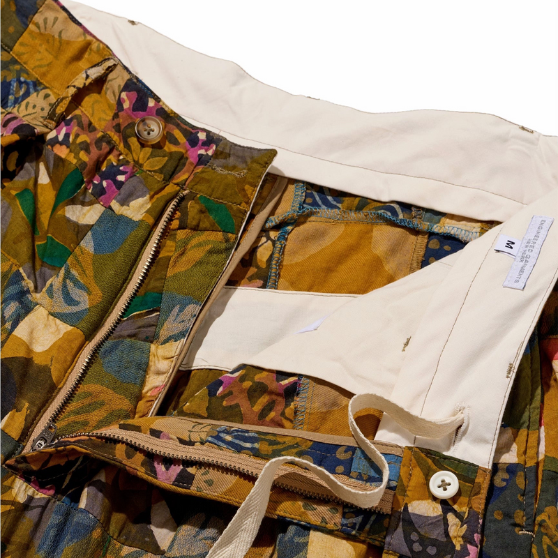 Engineered Garments Carlye Pant - Olive Cotton Multi Pattern Patchwork (Multi) - August Shop