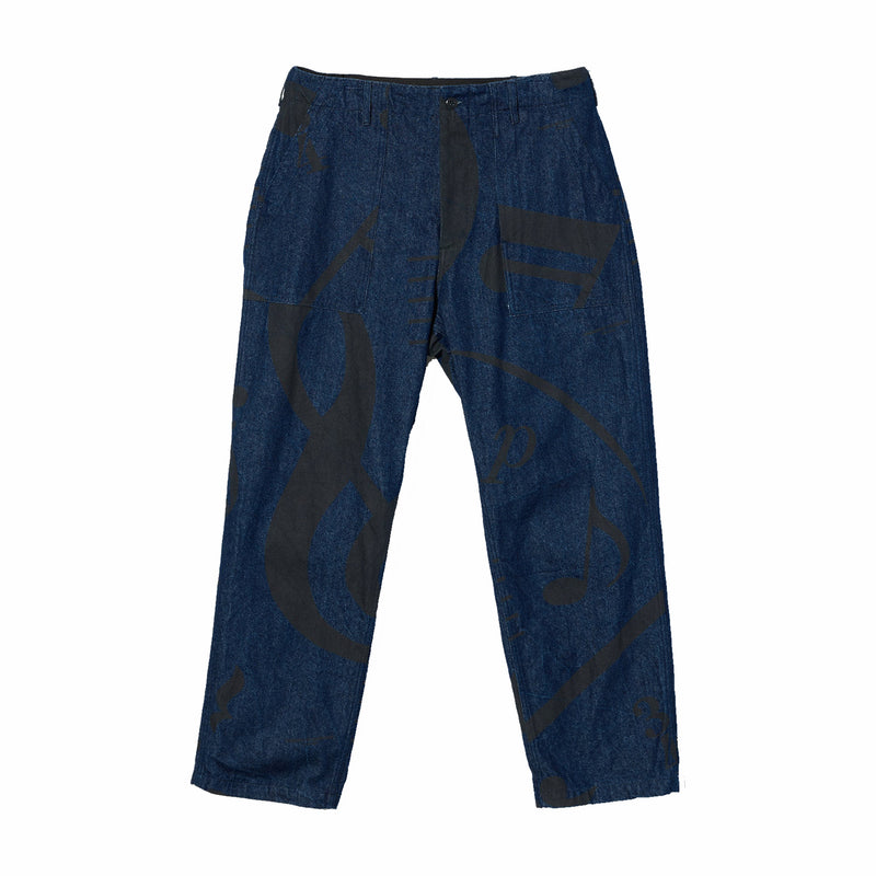 Engineered Garments Fatigue Pant "Music Note Print" - 12oz Denim (Indigo) - August Shop