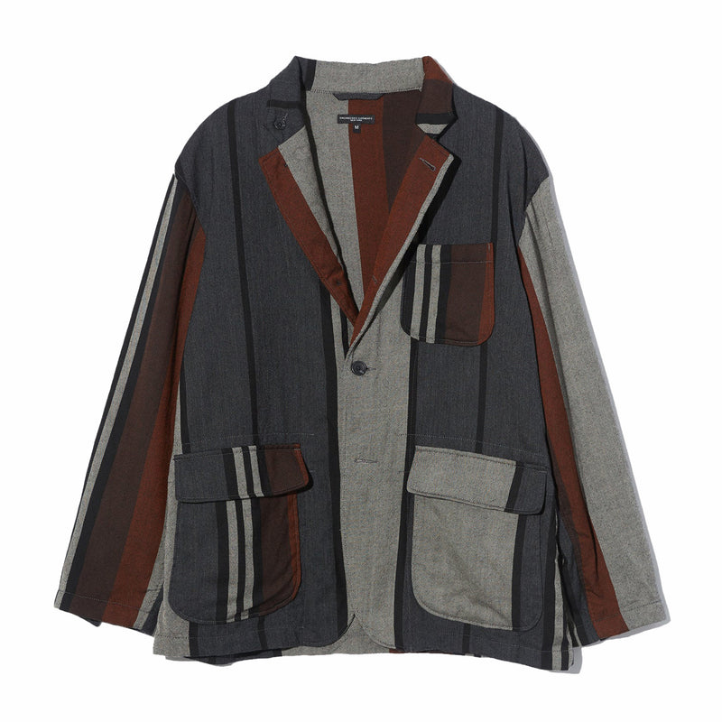 Engineered Garments Loiter Jacket - Multi Color Wide Stripe Worsted Wool (Grey) - August Shop