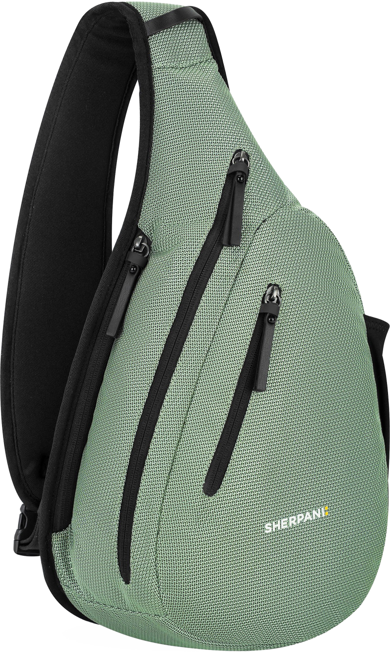 Quarter turn view Women's Sherpani Hand Bag style name Espirit At in color Aloe Mist. Sku: 26-ESPRI02060