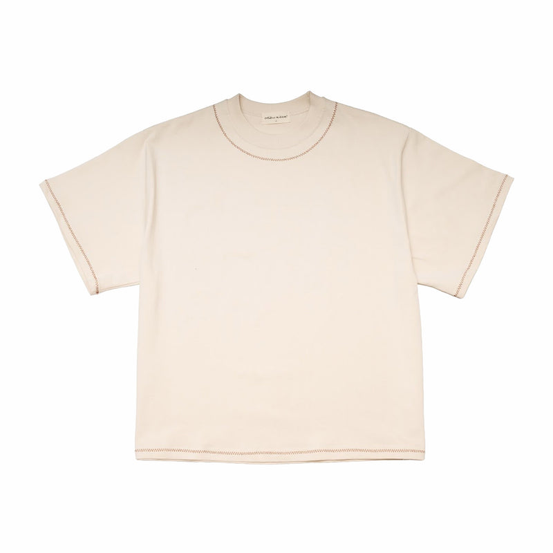 Estudio Niksen Hand-Embroidered Cropped Tee (Beige) - August Shop