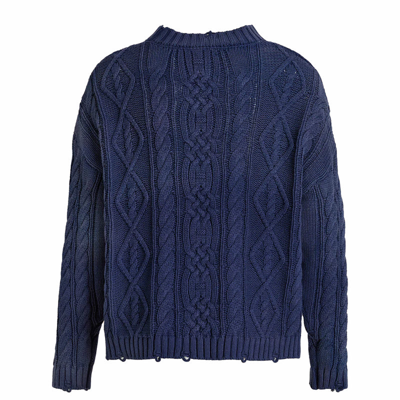Found Cable Knit Sweater (Faded Navy) - August Shop