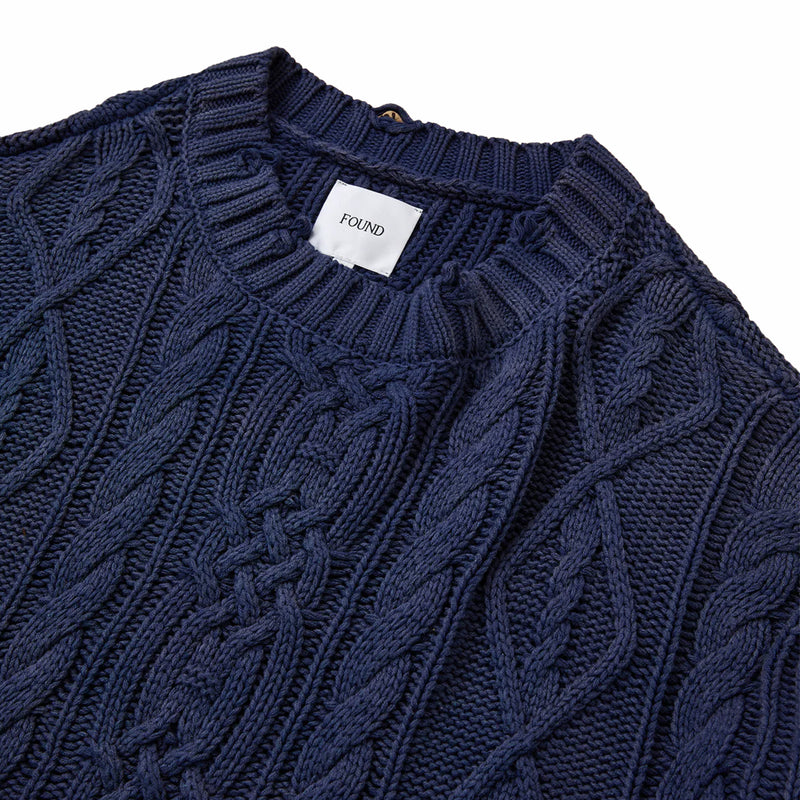 Found Cable Knit Sweater (Faded Navy) - August Shop