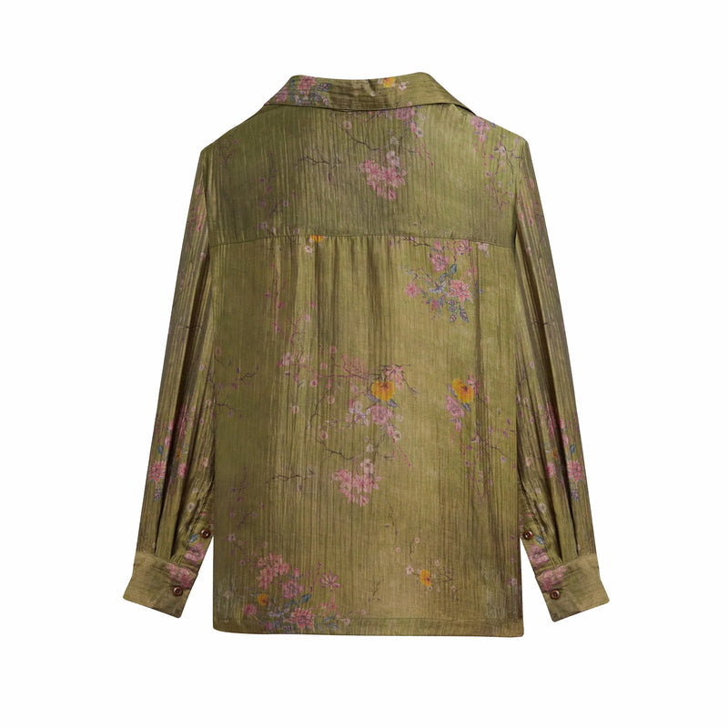 Found Floral Moss LS Camp Shirt (Olive)