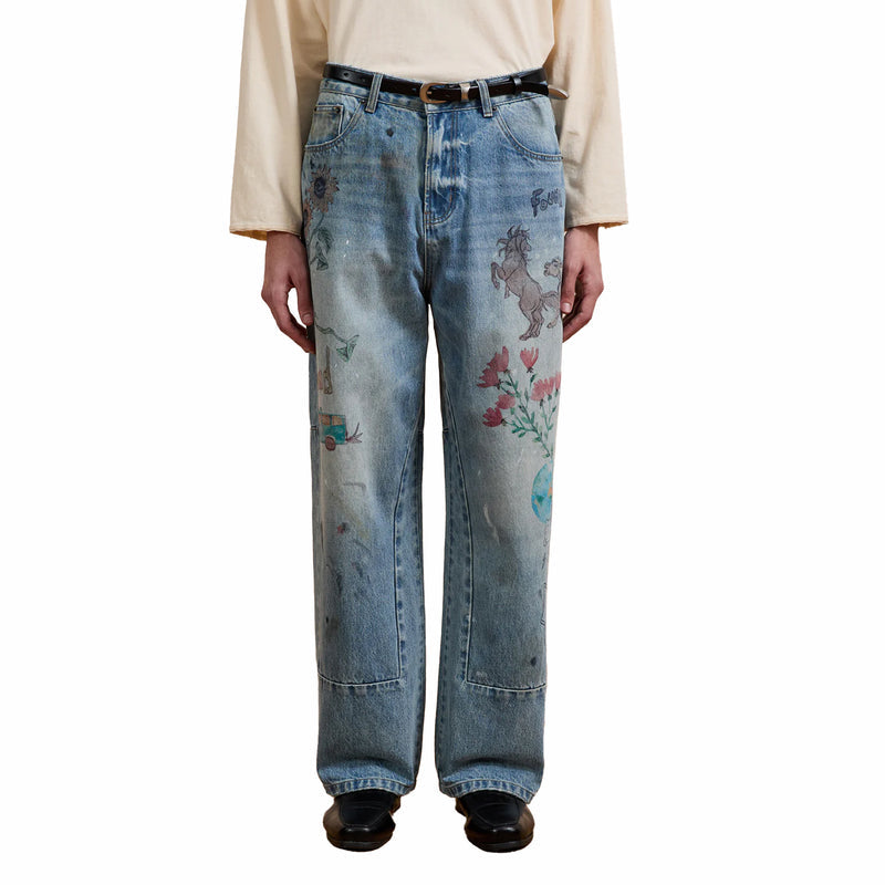 Found Hand Art Jeans (Light Vintage Blue) - August Shop