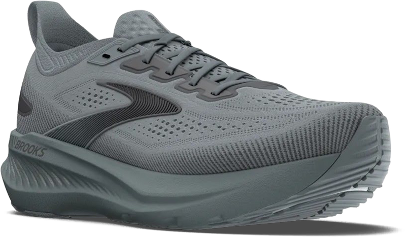 Quarter turn view Men's Brooks Footwear style name Glygerin GTS 23 Double Wide in color Grey/ Blackened Pearl/ Black. Sku: 110503-4E096