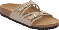 Quarter turn view Women's Birkenstock Footwear style name Granada Nubuck Regular in color Sandcastle. Sku: 1031805