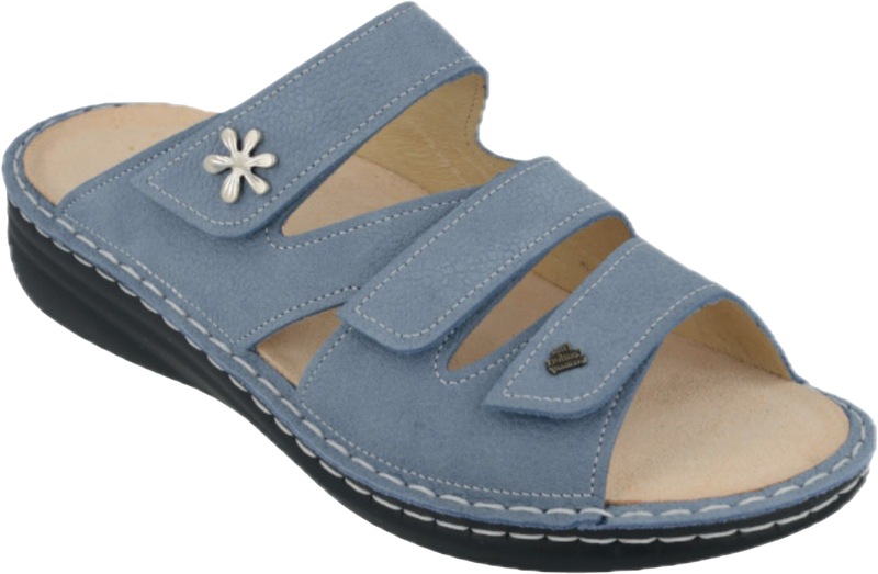 Quarter turn view Women's Finn Comfort Footwear style name Grenada in color Sky Street. Sku: 02640-834214