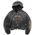 GUNS N' ROSES CROSS ZIP THROUGH HOODIE STAINED BLACK