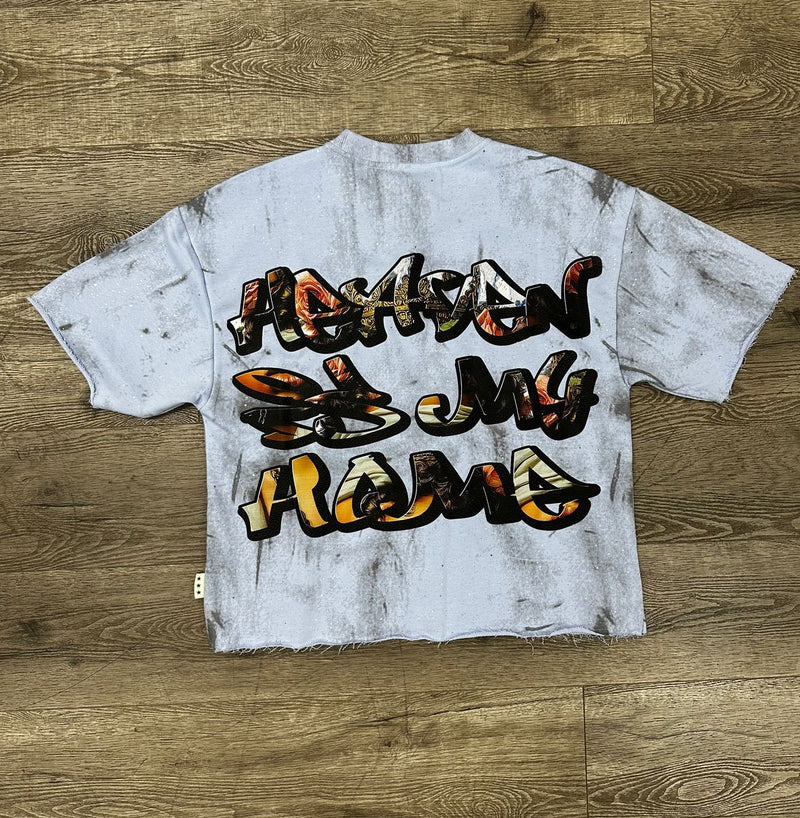 "HEAVEN" F-TERRY CROPPED T-SHIRT