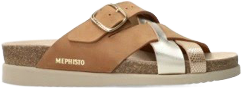 Quarter turn view Women's Mephisto Footwear style name Hida in color Light Sand Tortuga. Sku: HID37512