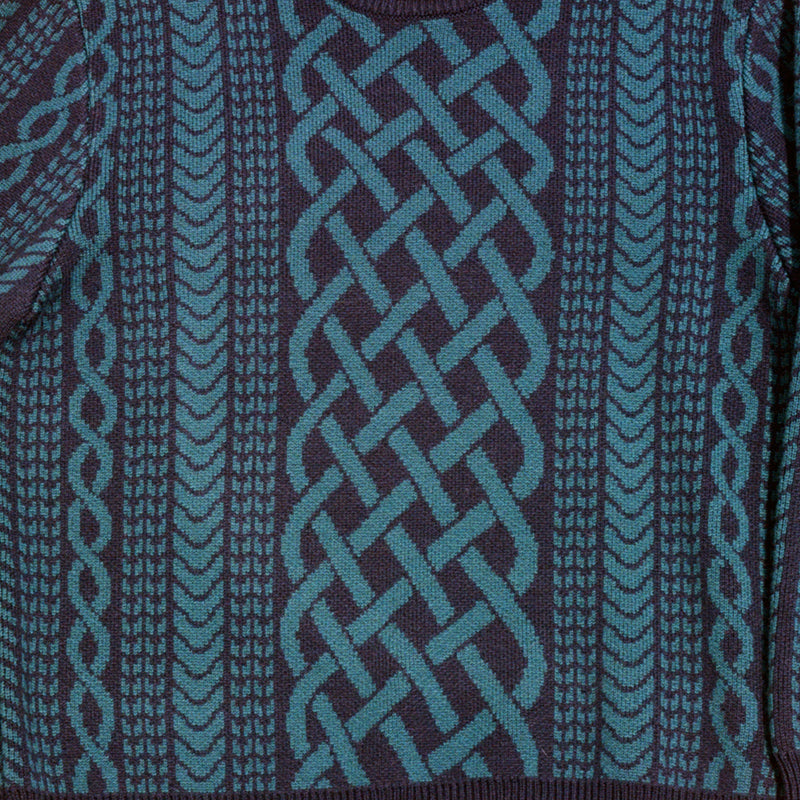 Iggy NYC Drawn Cable Knit Jacquard Sweater (Navy) - August Shop