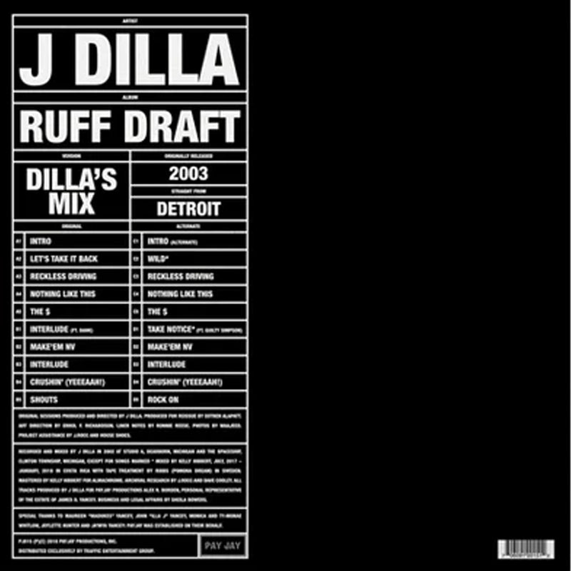 J Dilla "Ruff Draft: Dilla's Mix" LP (Black Vinyl) - August Shop