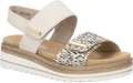 Quarter turn view Women's Remonte Footwear style name Jocelyn 59 in color Beige/ Gold/ Porzellan. Sku: D0Q59-60