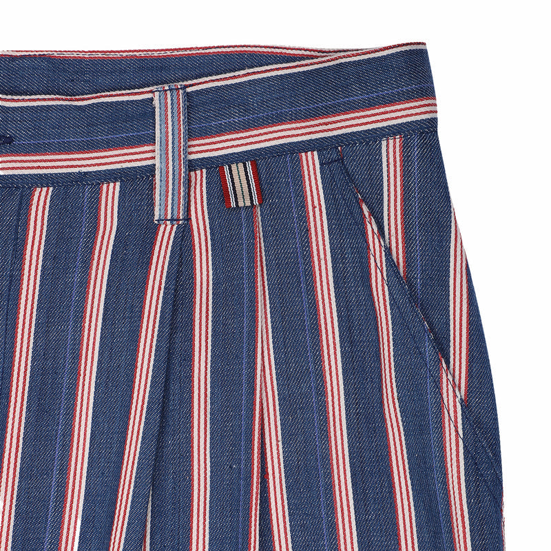 Kardo Antonio Over Sized Double Pleat Trousers (Blue/Red) - August Shop