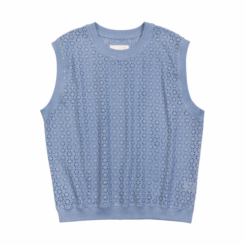 Kardo Noto Schiffli Vest (Light Indigo) - August Shop