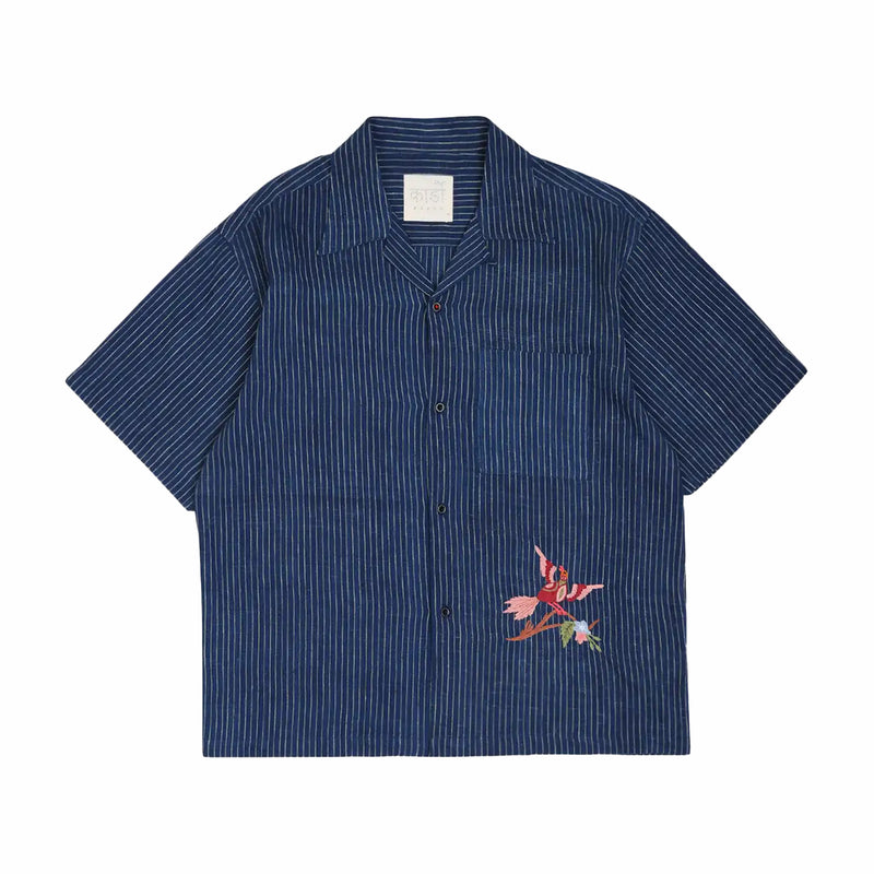 Kardo Rohit Embroidered Short Sleeve Shirt (Indigo) - August Shop